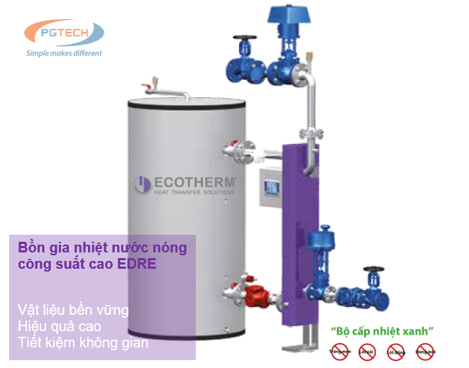 Bồn gia nhiệt nước nóng công suất cao EDRE từ 100 – 2.000 kW cho hệ hơi / vận hành nước