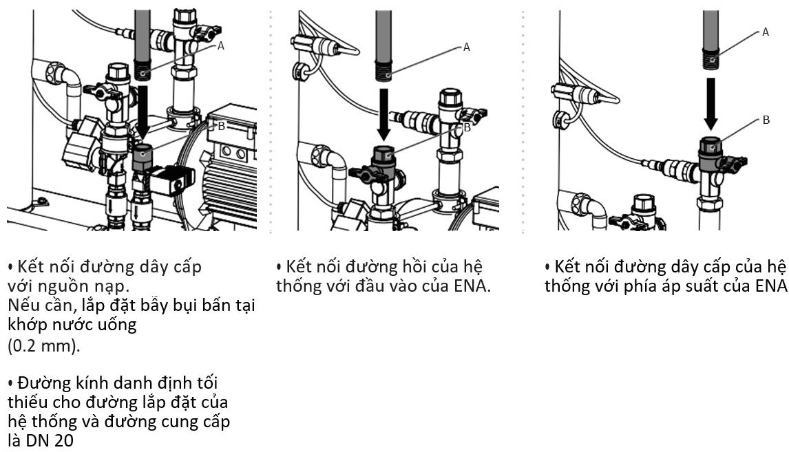 Hướng dẫn lắp đặt thuỷ lực cho thiết bị khử khí ENA