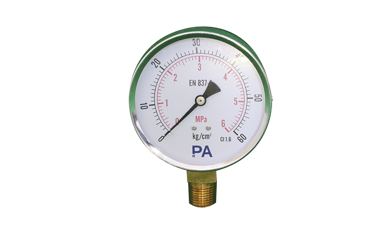 Đồng hồ đo áp suất dải đo 0-60 bar, mặt 100mm vỏ thép chân đồng PA Đức