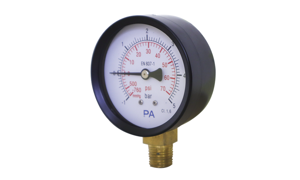 PA P100 Pressure Gauge -1 to 5 bar, 63 mm, Steel Case with Brass Connection CHN Version