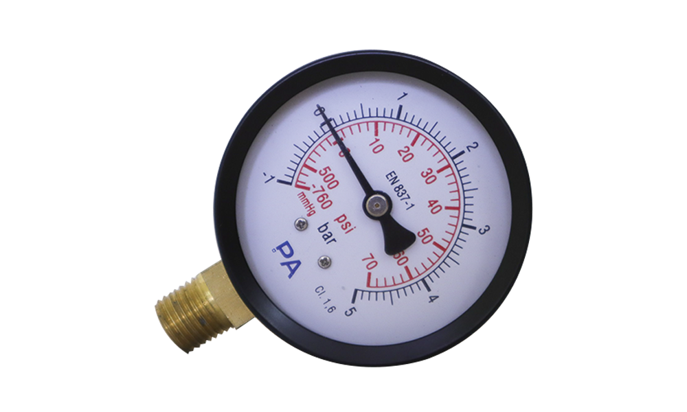 PA P100 Pressure Gauge -1 to 5 bar, 63 mm, Steel Case with Brass Connection CHN Version