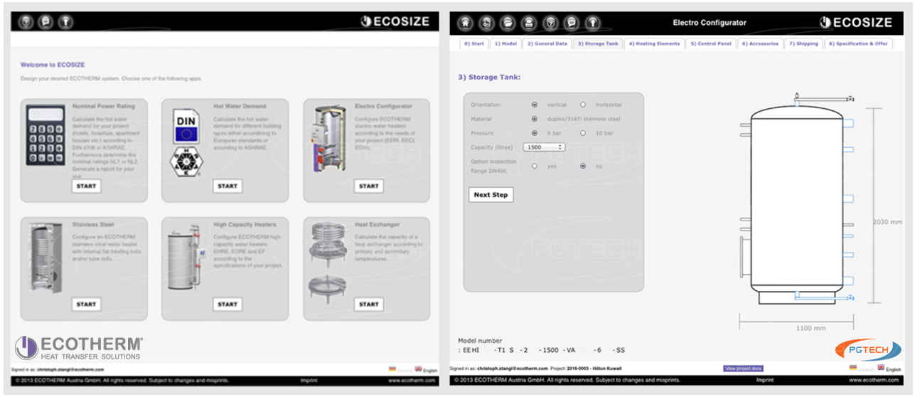 Phần mềm thiết kế ECOSIZE do hãng tự nghiên cứu và phát triển