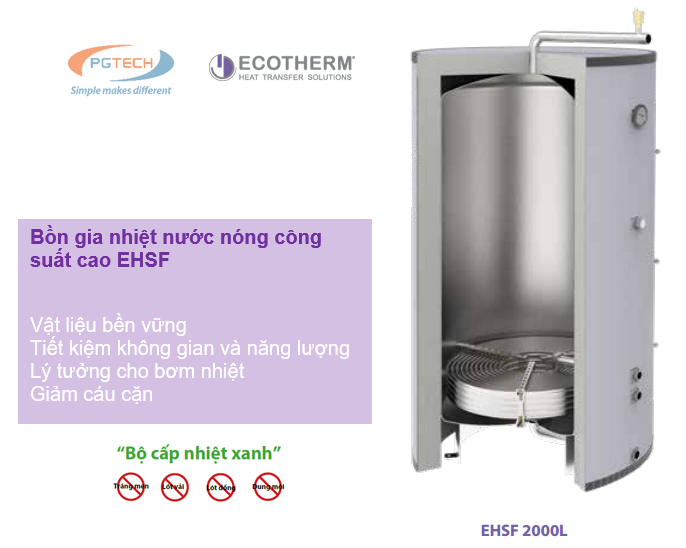 Bồn gia nhiệt nước nóng công suất cao EHSF từ 50 – 1.000 kW cho hệ nước/vận hành nước