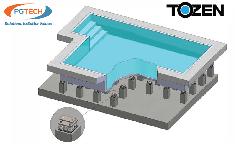 Lắp đặt lò xo chống rung cho bể bơi PTM-PS TOZEN