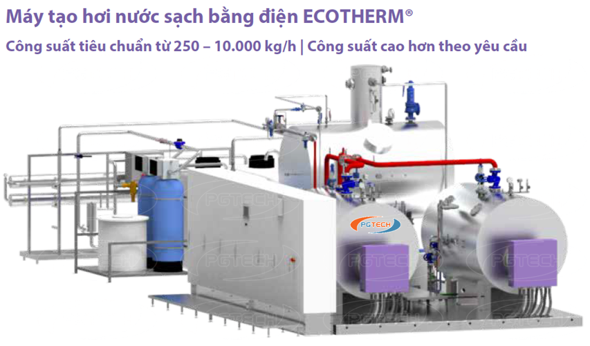 Máy tạo hơi nước sạch bằng điện ECOTHERM® Công suất từ 250 – 10.000kg/h theo tiêu chuẩn