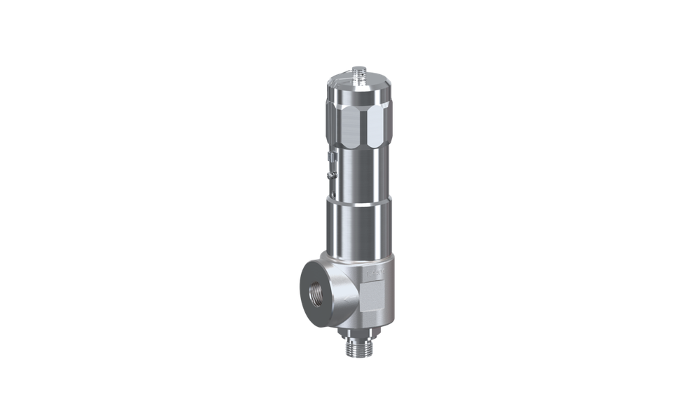 GOETZE Series 493 – Van tràn áp suất cao bằng inox, dạng góc, nối ren và kết nối cao áp