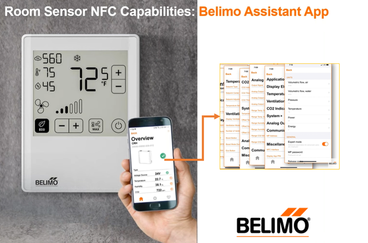 Ứng dụng Belimo Assistant là cách sáng tạo nhất để truy cập vào các cảm biến phòng Belimo