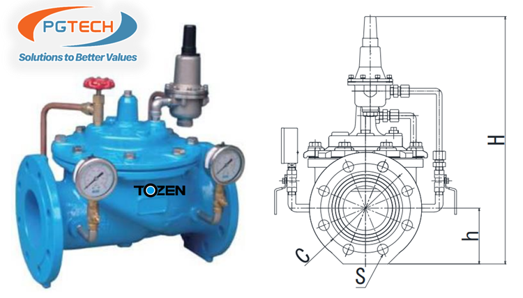 Cấu tạo của van giảm áp thuỷ lực TOZEN