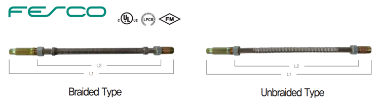 Ống mềm nối đầu phun sprinkler loại bện và không bện