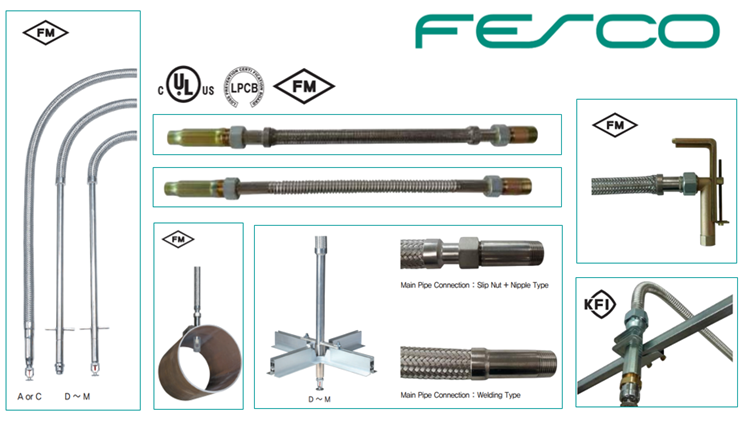 Ống nối mềm của Fesco Hàn Quốc đạt Chứng nhận UL/FM/LPCB