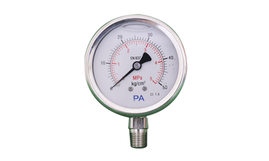 Đồng hồ đo áp suất dải đo 0-50 bar, mặt 63mm chân vỏ inox PA Đức