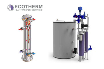 Công nghệ truyền nhiệt sử dụng thiết bị trao đổi nhiệt ống và vỏ bên ngoài hiệu suất cao Ecotherm, vận hành kết hợp hơi và nước hoặc nước