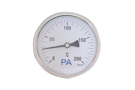 Đồng hồ đo nhiệt độ lưỡng kim TB100 dải nhiệt độ từ 0 - 200 độ C, mặt 100mm, vỏ thép mạ chrome hãng PA Đức