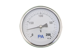 Đồng hồ đo nhiệt độ lưỡng kim TB200 dải nhiệt độ từ 0 - 200 độ C, mặt 100mm, thân vỏ và chân inox hãng PA Đức