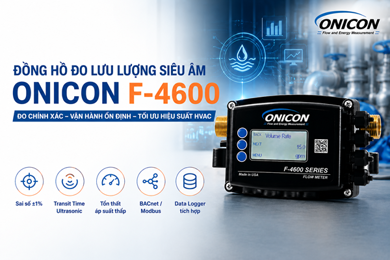 Đồng hồ đo lưu lượng siêu âm ONICON F-4600 – Giải pháp đo lưu lượng HVAC chính xác cao