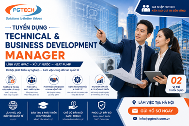PGTECH tuyển dụng Technical & Business Development Manager HVAC