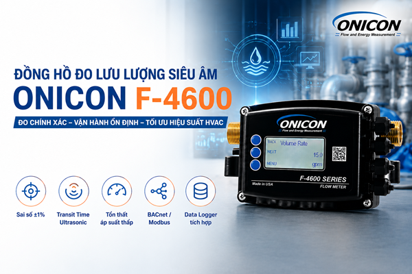 Đồng hồ đo lưu lượng siêu âm ONICON F-4600 – Giải pháp đo lưu lượng HVAC chính xác cao